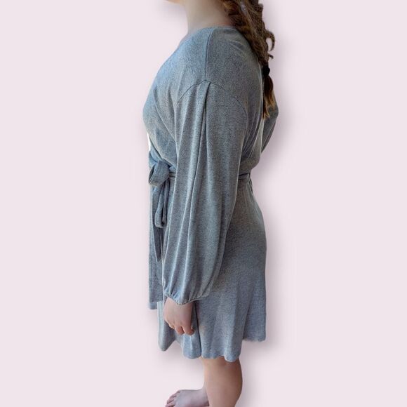 🌼4/$30 Gap Grey Long Sleeve Wrap Dress XXLarge - Picture 3 of 8
